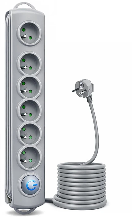 QOLTEC 50167 Apsaugos nuo viršįtampių Quick Switch 8 lizdai pilka 1,8m