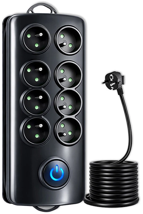 QOLTEC 50161 Apsaugos nuo viršįtampių Quick Switch 8 lizdai juodas 2,5m