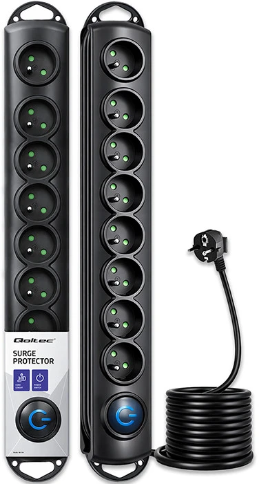 QOLTEC 50114 Viršįtampių apsauga 8 maitinimo lizdas 3,0m