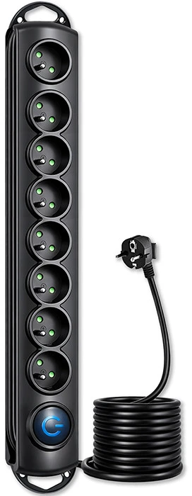QOLTEC 50114 Viršįtampių apsauga 8 maitinimo lizdas 3,0m