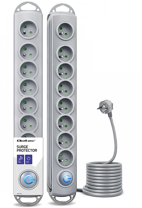 QOLTEC 50168 Apsaugos nuo viršįtampių Quick Switch 8 lizdai pilka 3m
