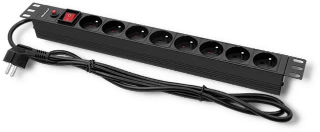 QOLTEC 53996 Apsauga nuo viršįtampių RACK 19 16A 1U PDU 8xSCHUKO 2m