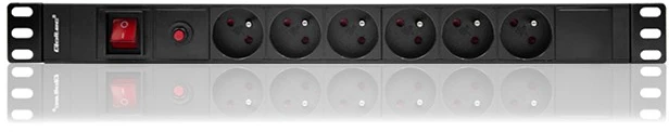 QOLTEC 53995 Apsauga nuo viršįtampių RACK 19 16A 1U PDU 6xSCHUKO 2m