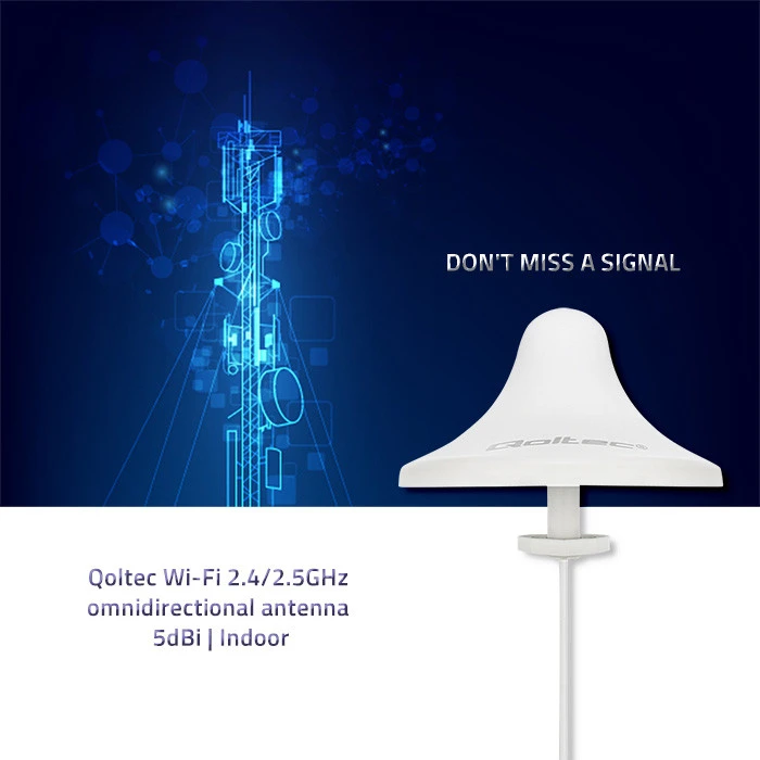 QOLTEC 57036 Wi-Fi 2.4 2.5GHz įvairiakryptė antena 5dBi Indoor