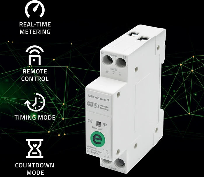Elektros skaitiklis Qoltec 63A relė