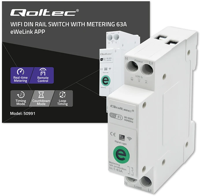 Elektros skaitiklis Qoltec 63A relė