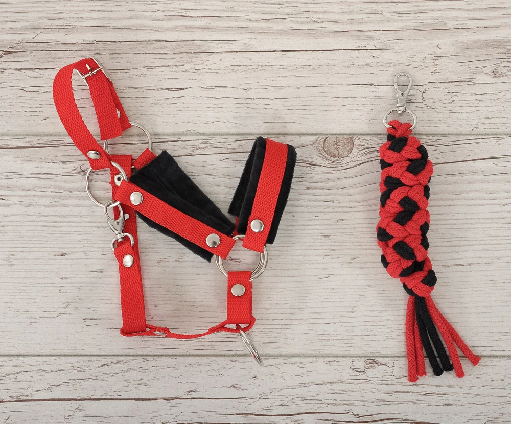 Super Hobby Horse Hobio žirgo kantaras A3 su juoda kailine apdaila ir pavadžiu