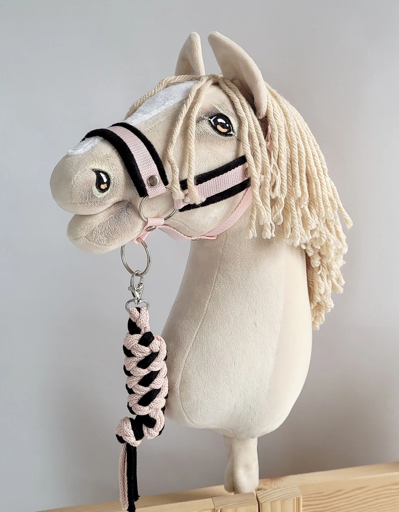 Super Hobby Horse Hobio žirgo kantaras ir pavadis – juoda / rožinė