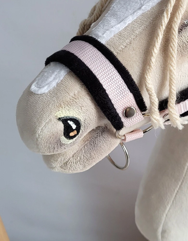 Super Hobby Horse Hobio žirgo kantaras ir pavadis – juoda / rožinė