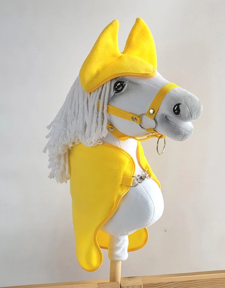 Super Hobby Horse Hobby Horse komplektas A4 ir A5: geltona flisinė gūnia su ausinėmis