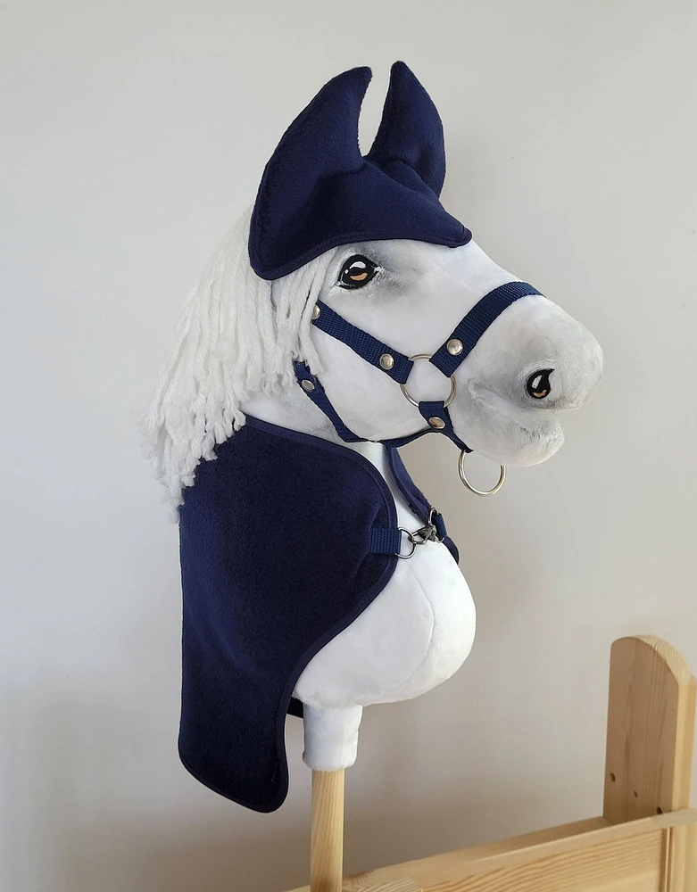 Super Hobby Horse Hobby Horse komplektas: flisinis pledas ir ausinukai džinso spalvos