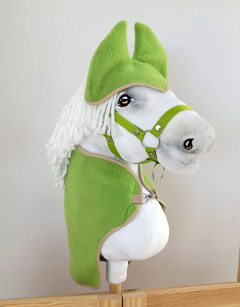 Super Hobby Horse Rinkinys Hobby Horse arkliukui: šviesiai žalias pledas ir ausinukai
