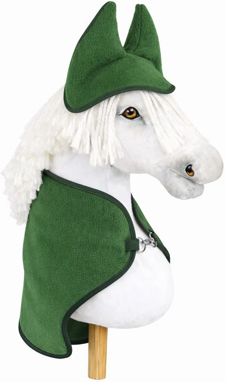Super Hobby Horse hobby horse žirgui rinkinys: žalia vilnonė antklodė ir ausinės