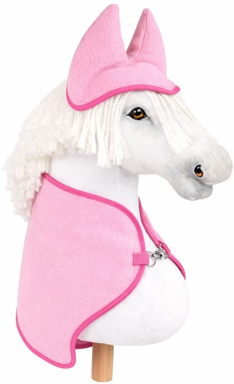 Super Hobby Horse Rinkinys hobby horse : šviesiai rožinis pledas ir ausinukai