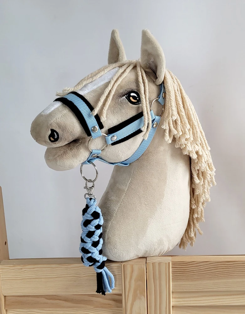 Super Hobby Horse Hobio arklio kantaras ir pavadys – juoda ir šviesiai mėlyna