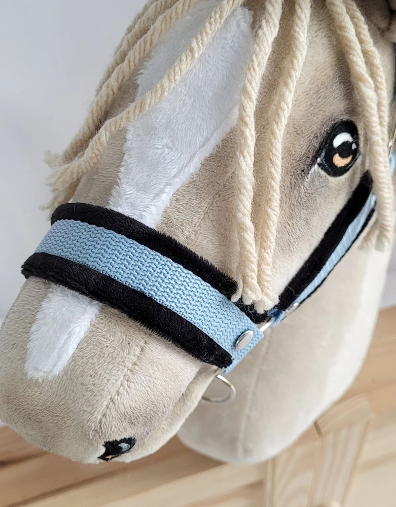 Super Hobby Horse Hobio arklio kantaras ir pavadys – juoda ir šviesiai mėlyna