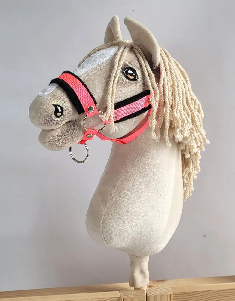 Super Hobby Horse Hobio žirgo kantaras ir pavadis, juoda/ neoninė rožinė