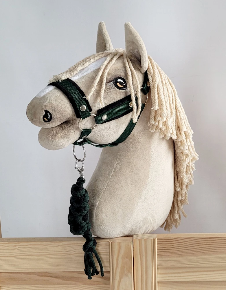Super Hobby Horse Hobio žirgo kantaras ir pavadis – juoda ir butelio žalia