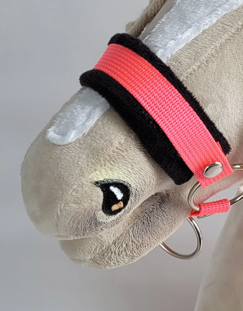 Super Hobby Horse Hobio žirgo kantaras ir pavadis, juoda/ neoninė rožinė
