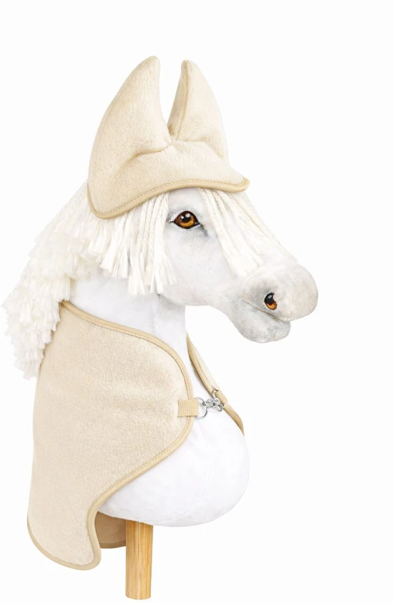 Super Hobby Horse Hobby Horse rinkinys: kreminė fleece antklodė ir ausinukai