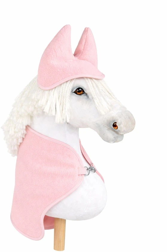 Super Hobby Horse Rinkinys Hobby Horse arkliukui: rožinė vilnonė antklodė ir ausinukai