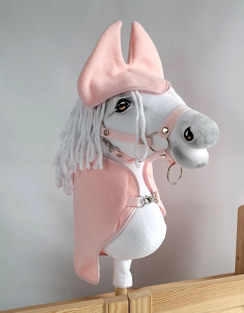 Super Hobby Horse Rinkinys Hobby Horse arkliukui: rožinė vilnonė antklodė ir ausinukai