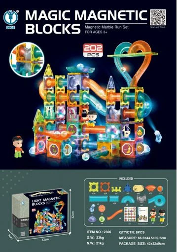 Ramiz Rinkinys Magnetic Blocks 202 dalys