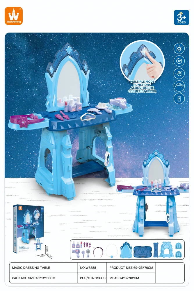 Ramiz Mėlyna Mėlyna Princess Dressing Table + priedai