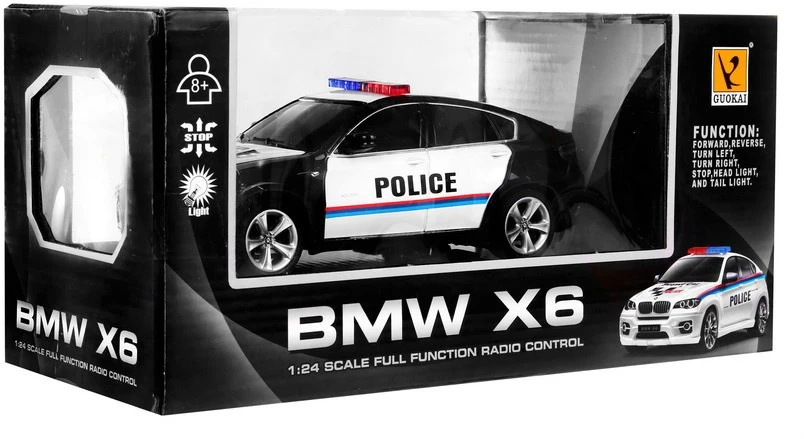 Ramiz 1:24 R/C licencijuotas policijos automobilis Bmw X 6 Juodas Police