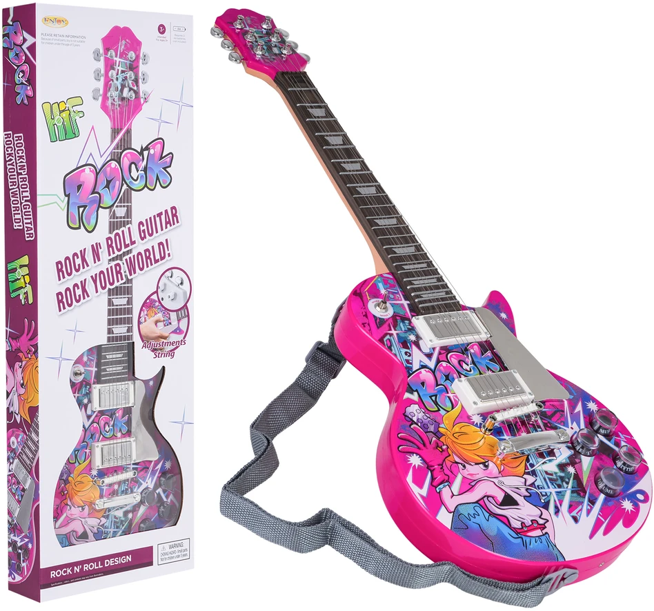 Ramiz Rožinė elektrinė gitaros rinkinys vaikams