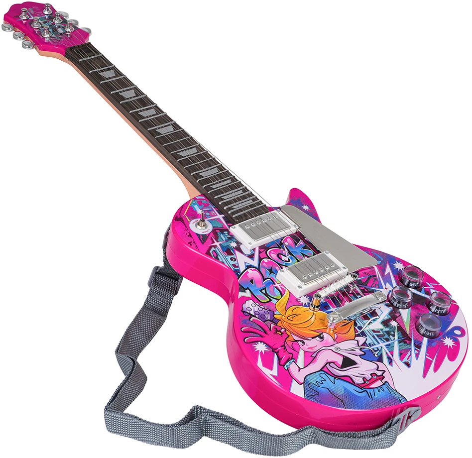 Ramiz Rožinė elektrinė gitaros rinkinys vaikams