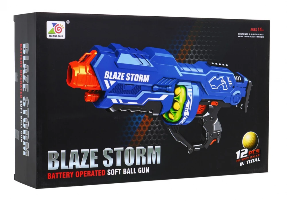 Ramiz Blaze Storm didelis kamuoliukų šautuvas su 12 kamuoliukų mėlynos spalvos (nuo 8 metų)