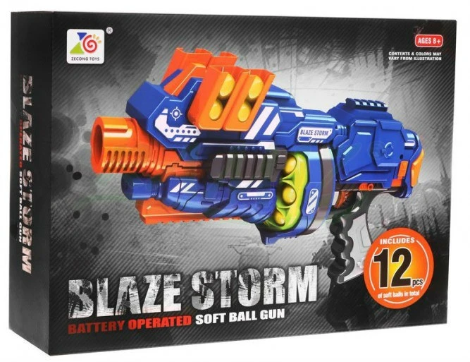 Ramiz Blaze Storm galingas pusiau automatinis kamuoliukų šautuvas su 12 kamuoliukų mėlynos spalvos (nuo 8 metų)