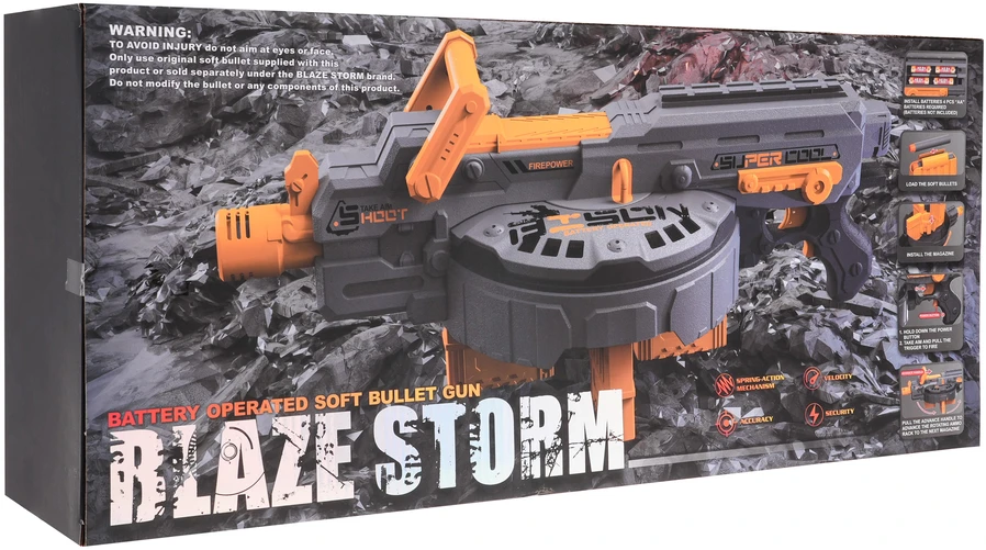 Ramiz Blaze Storm šautuvas su keturiomis dėtuvėmis sidabrinės spalvos (nuo 8 metų)