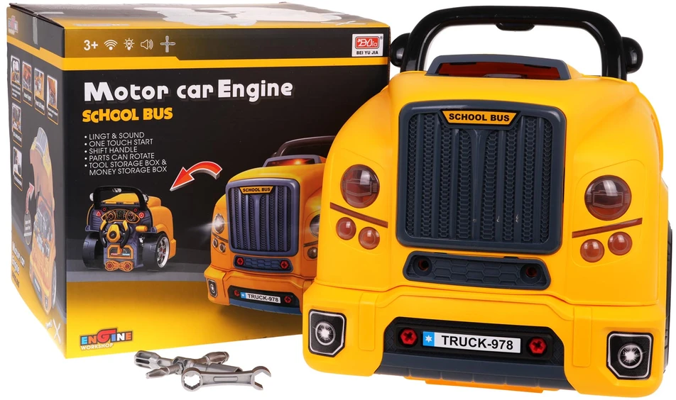 Ramiz Žaislinis mokyklinis autobusas mechanikui