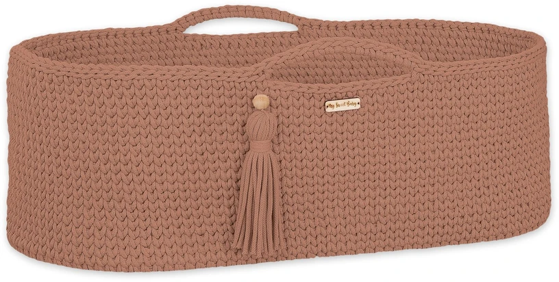 My Sweet Baby Rankų darbo medvilninis kūdikio lopšys su čiužinuku karamelės spalvos