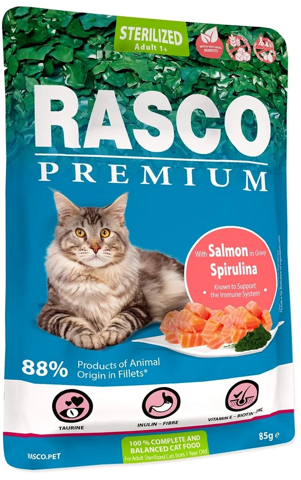 Rasco Premium RASCO lašišos filecikai katėms su spirulina