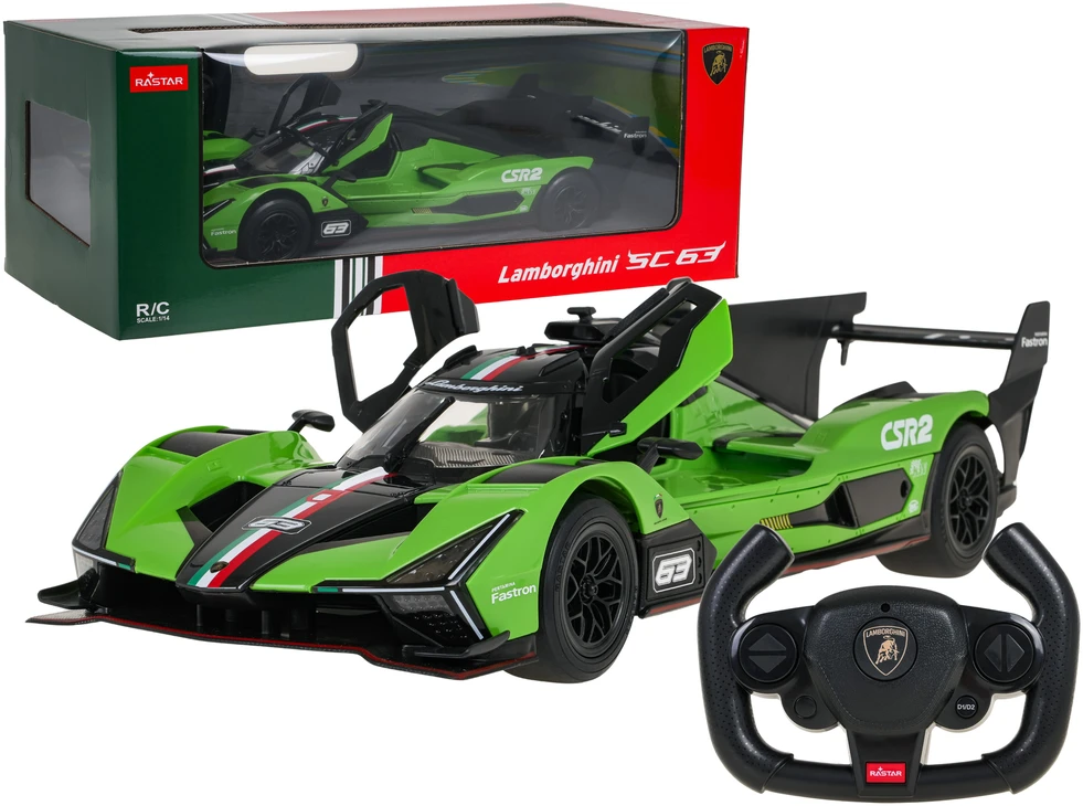 Nuotoliniu būdu valdomas automobilis Lamborghini SC63 LMDH R/C, mastelis 1:14, Rastar 10150