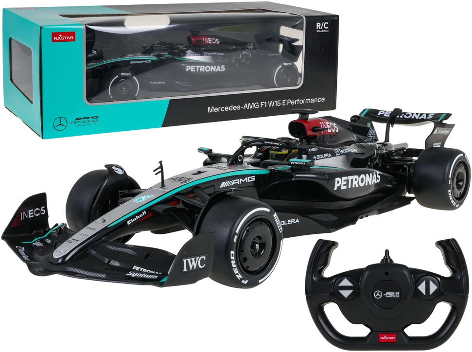 Nuotoliniu būdu valdomas automobilis Mercedes AMG F1 W15 E R/C, mastelis 1:12, Rastar 10250