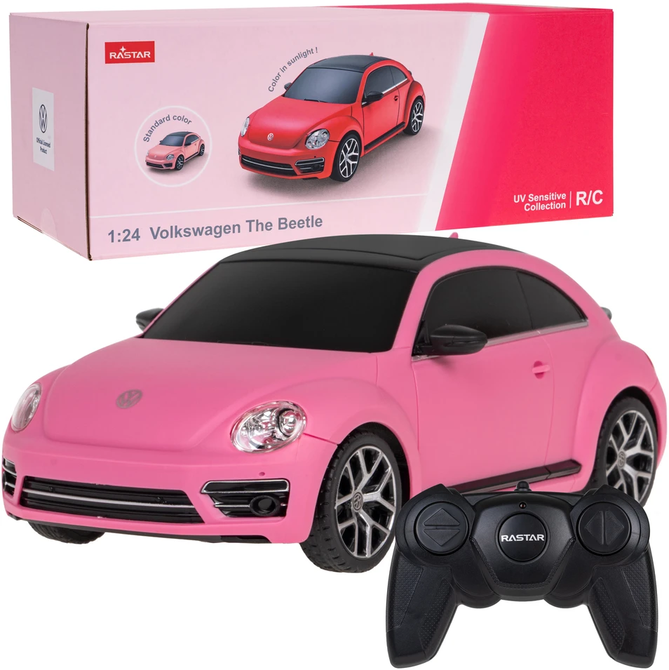 RASTAR R/C 1:24 Volkswagen Beetle nuotolinio valdymo automobilis - keičianti spalvą (rožinis)