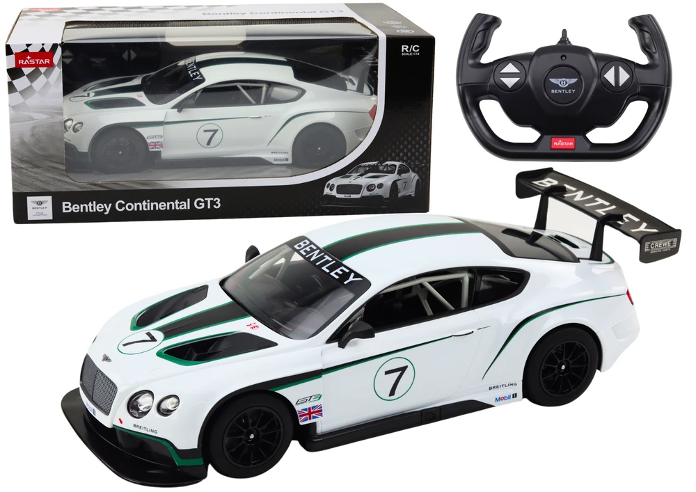 Rastar Nuotoliniu būdu valdomas Bentley Continental GT3 modelis, 1:14, baltas