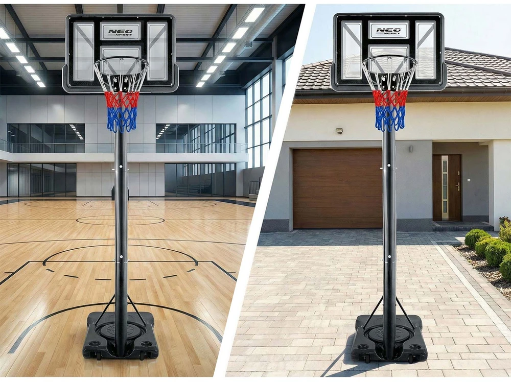 Reguliuojamas didelis stabilus krepšinio stovės krepšys 135-300 cm Neo-Sport NS-282