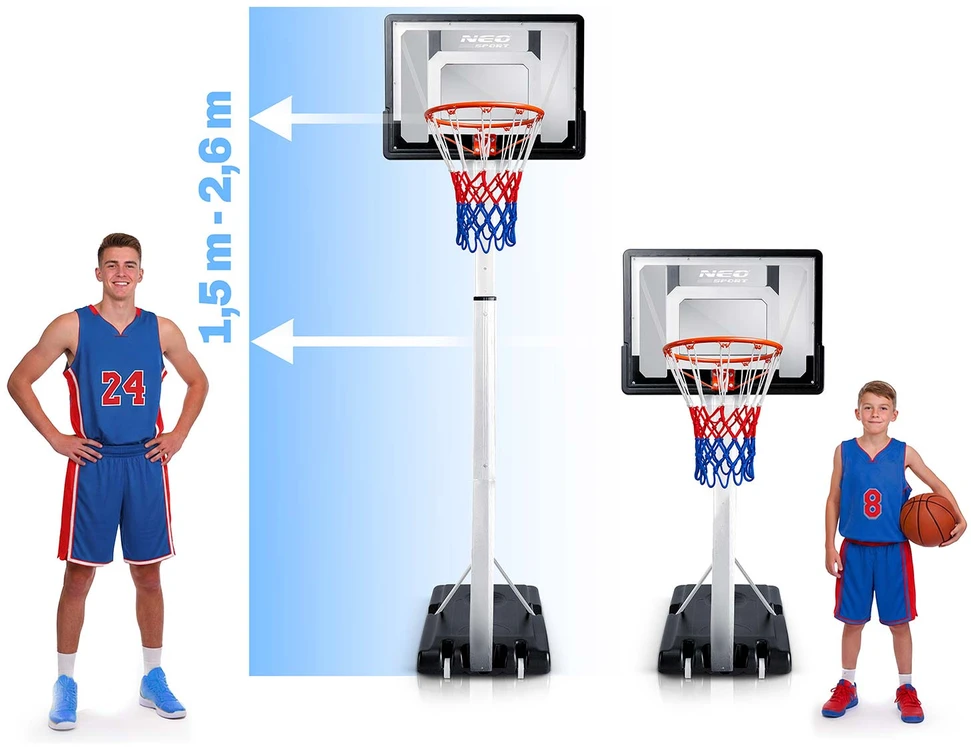 Reguliuojamas laisvai stovintis mobilus krepšinio stovas 150–260 cm Neo-Sport NS-281