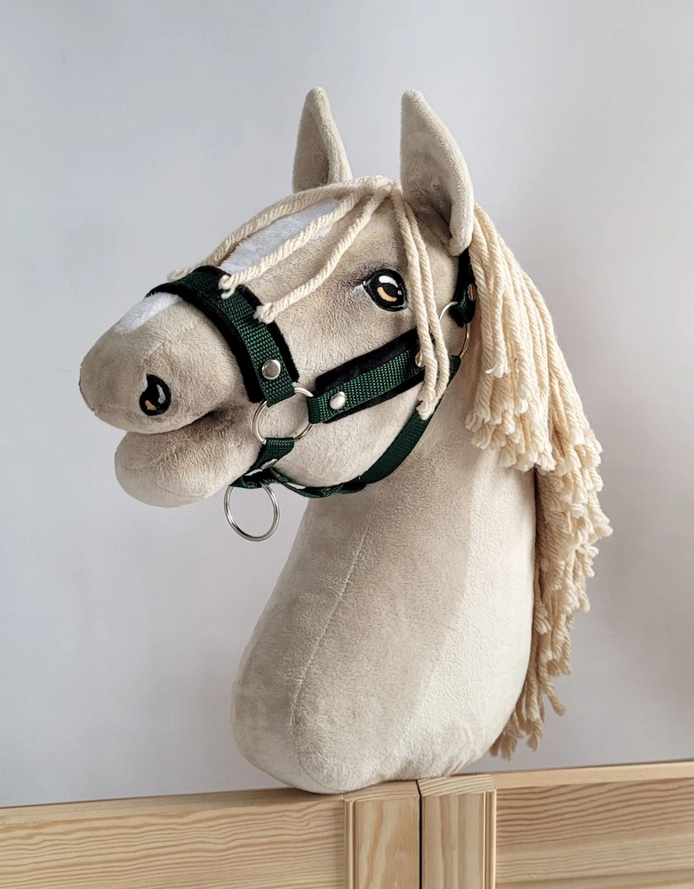 Super Hobby Horse Reguliuojamas kantaras hobi arkliukui A3 – chaki su juoda pūkine apdaila