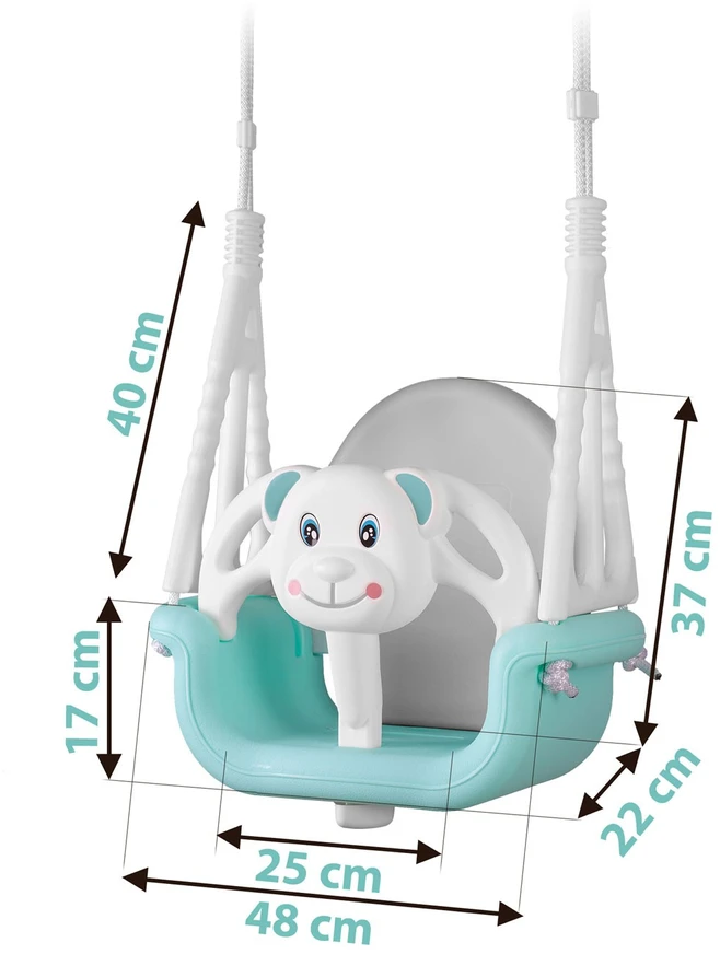 Ricokids Vaikiškos sūpynės Bear 3in1, turkio spalvos