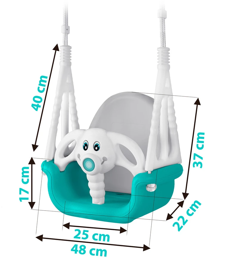 Ricokids 3in1 turkio spalvos sūpynės „Słonik“ kibirėlio formos