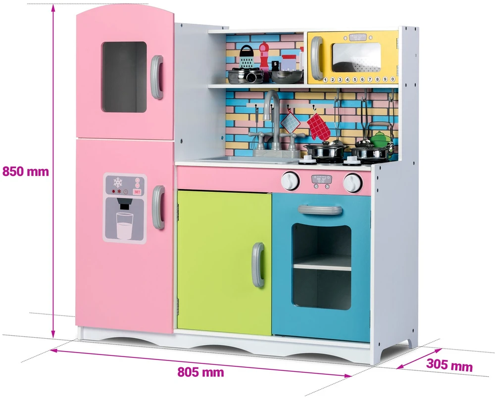Ricokids Medinė virtuvė vaikams – didelė su priedais