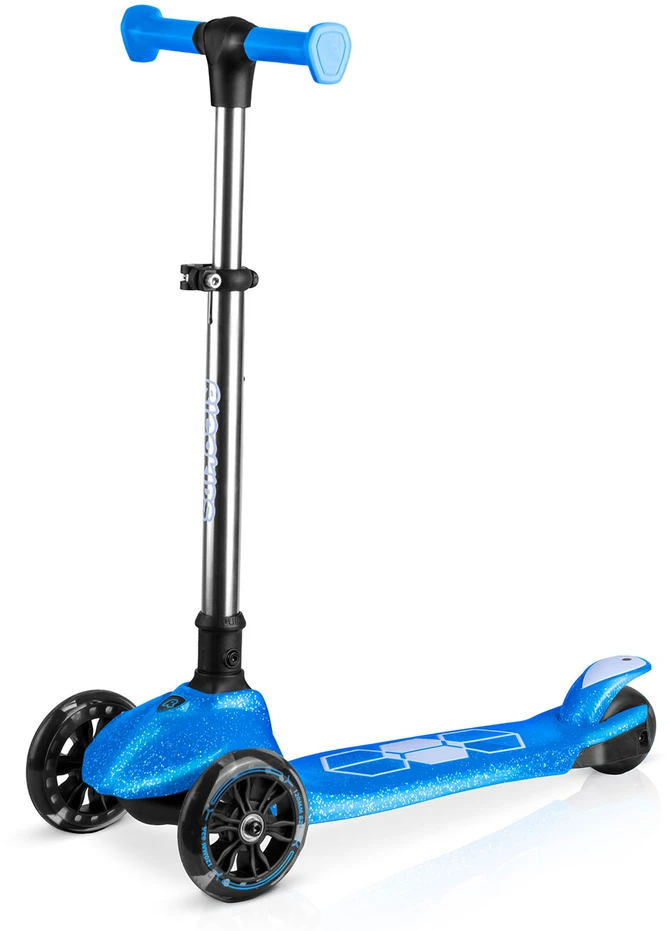 Ricokids Jelly mėlynas triratis vaikų balansinis paspirtukas, šviečiantis tamsoje