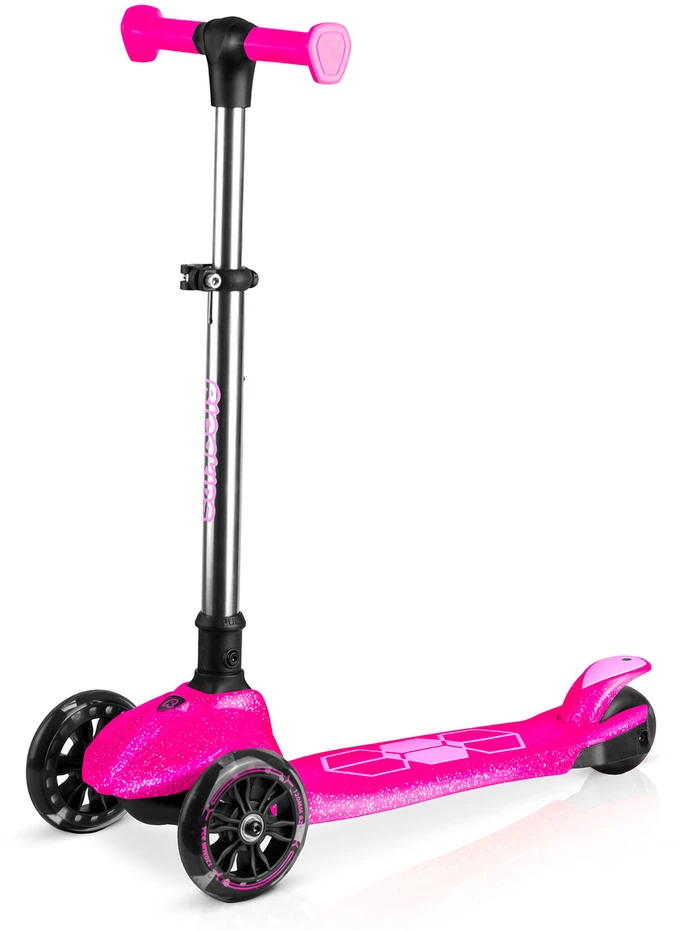 Ricokids Jelly vaikiškas rožinis triračio balansinis paspirtukas su šviesomis tamsoje
