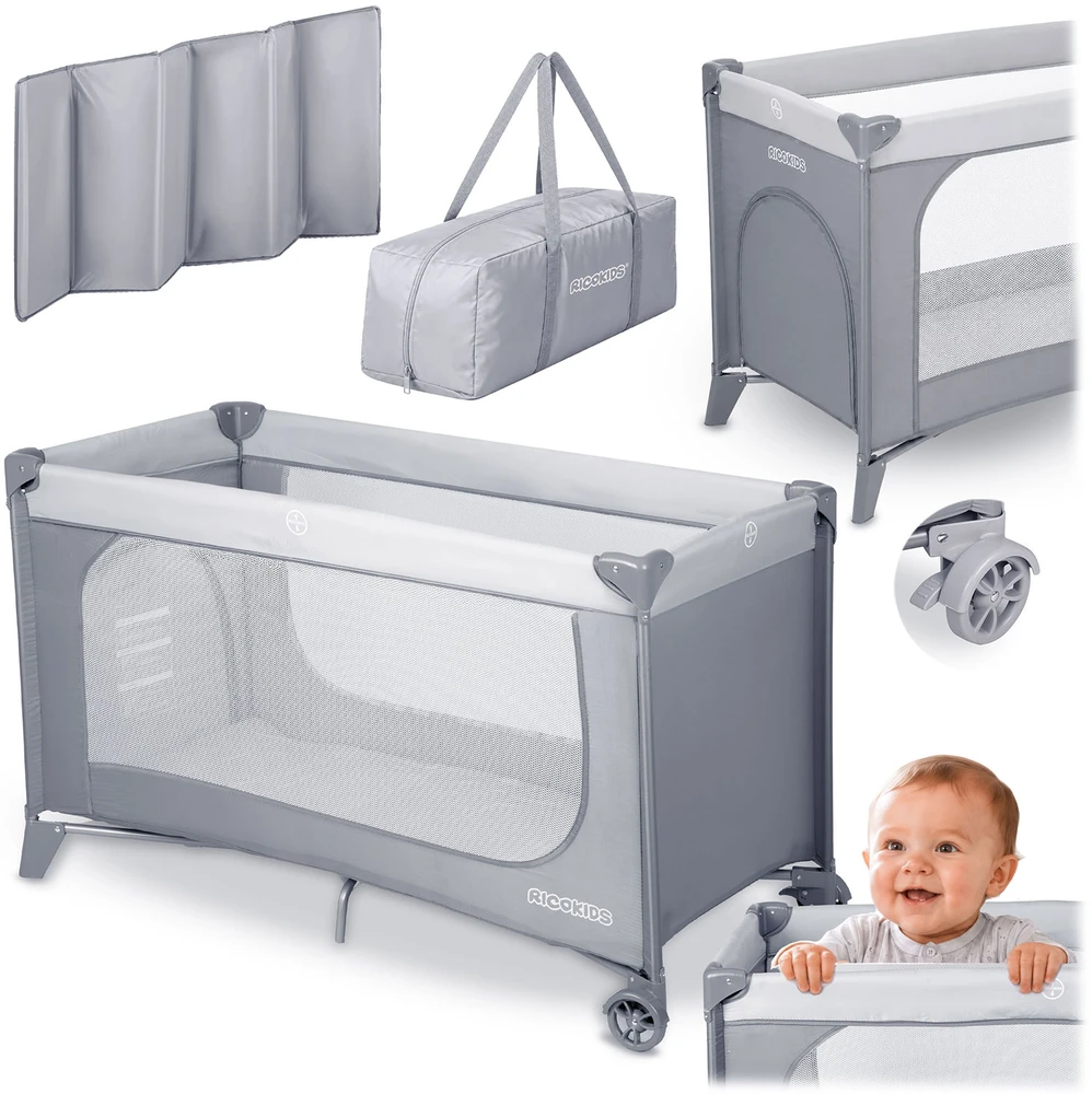 Kelioninė lovytė - maniežas, Ricokids, 125 x 65 x 78 cm